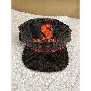 Vintage SECURUS Logo Embroidered Corduroy Rope Hat Adjustable USA Tag Size OS